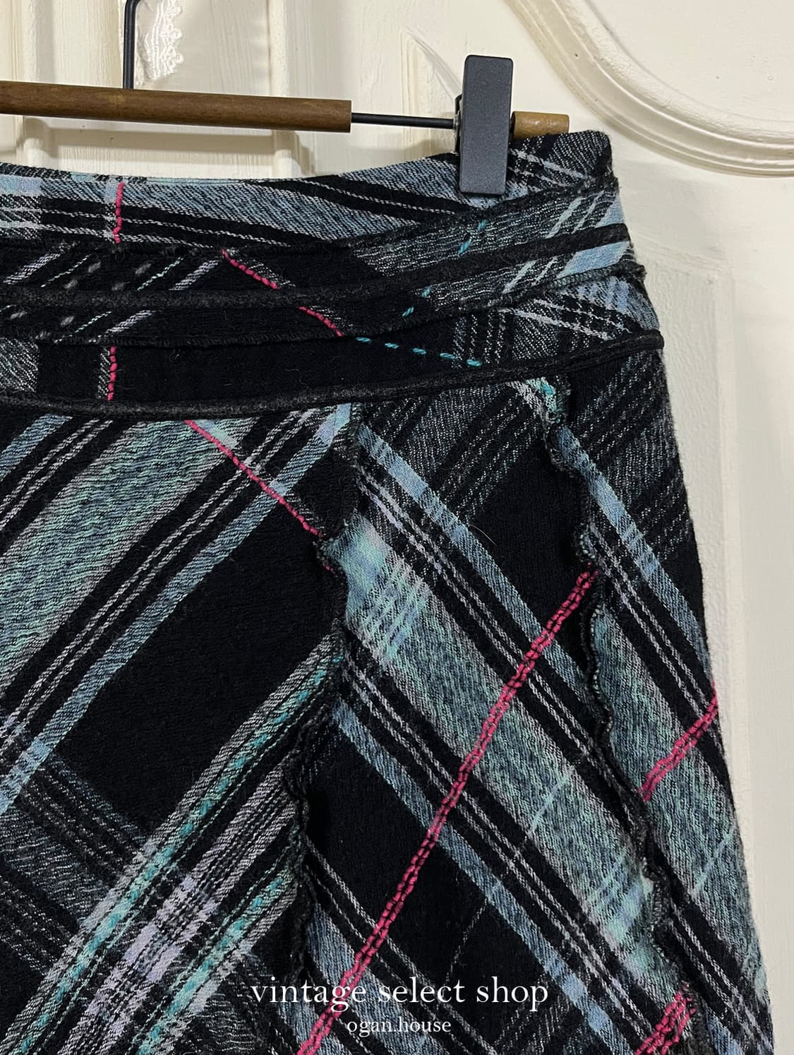 vintage check wool skirt 상품이미지2