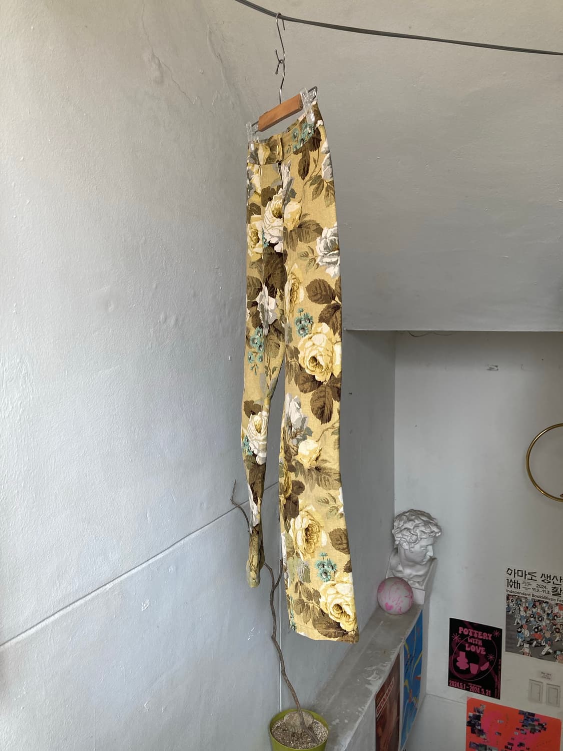 패턴 옥스퍼드 소재 하이웨스트 팬츠 상품이미지4