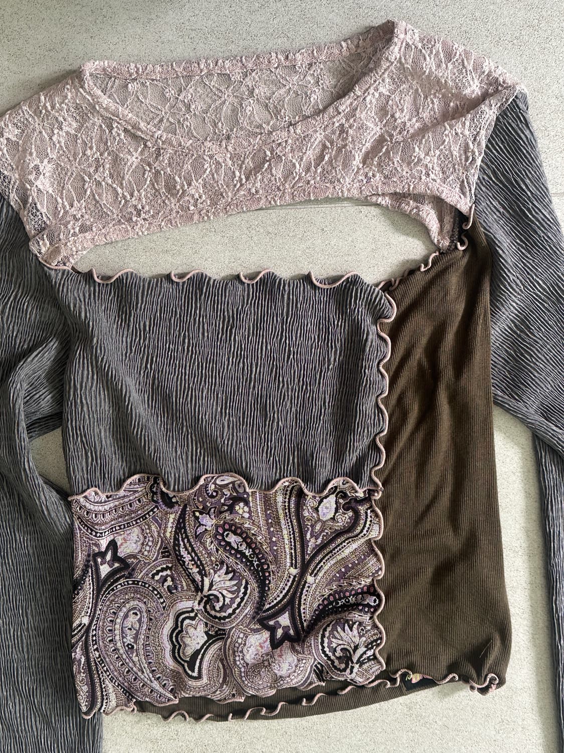 배디 패치워크 컷아웃 탑 M 퍼플 상품이미지5