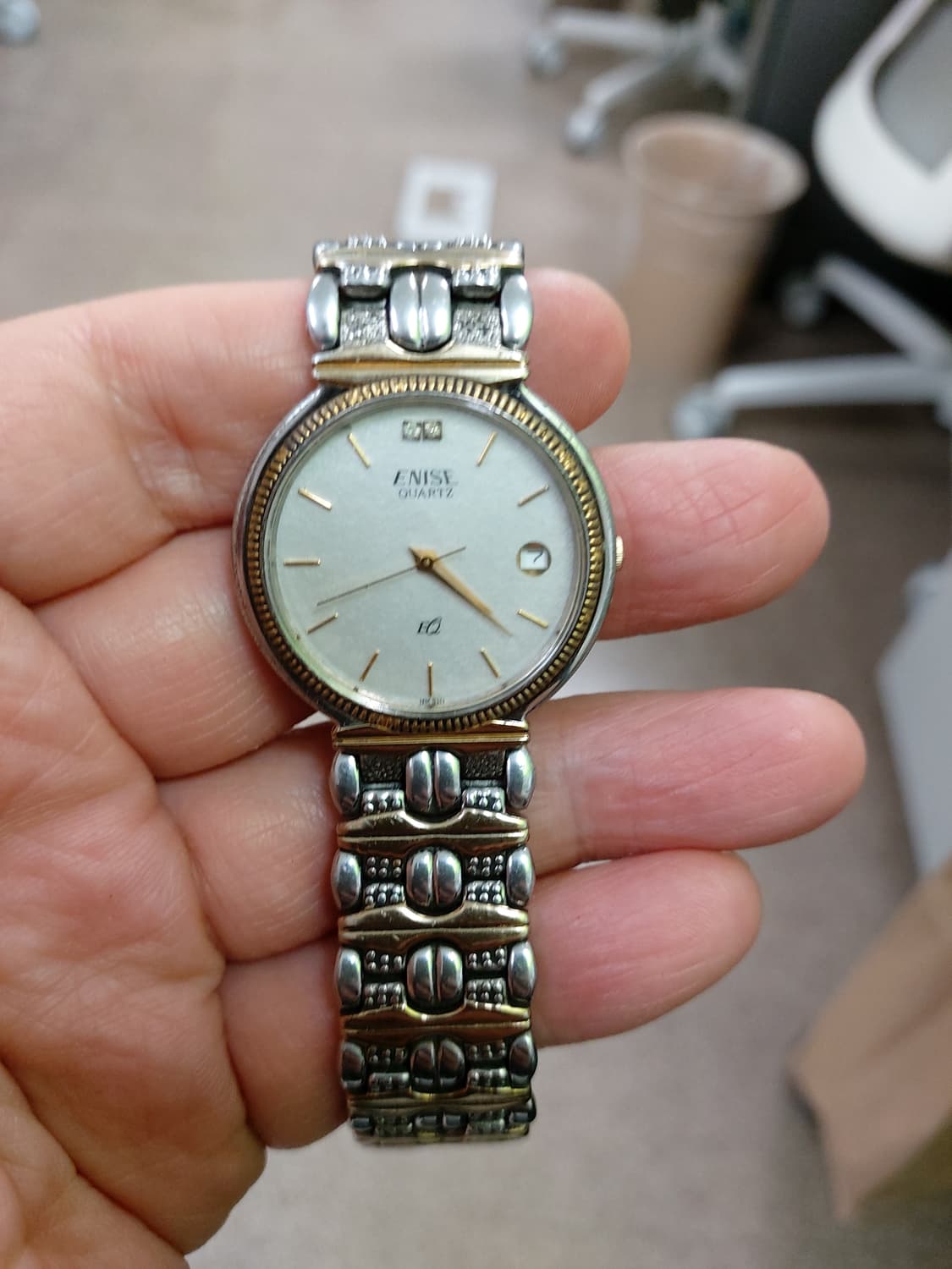 ENISE 쿼츠 남성시계 실버/골드 콤비 상품이미지1