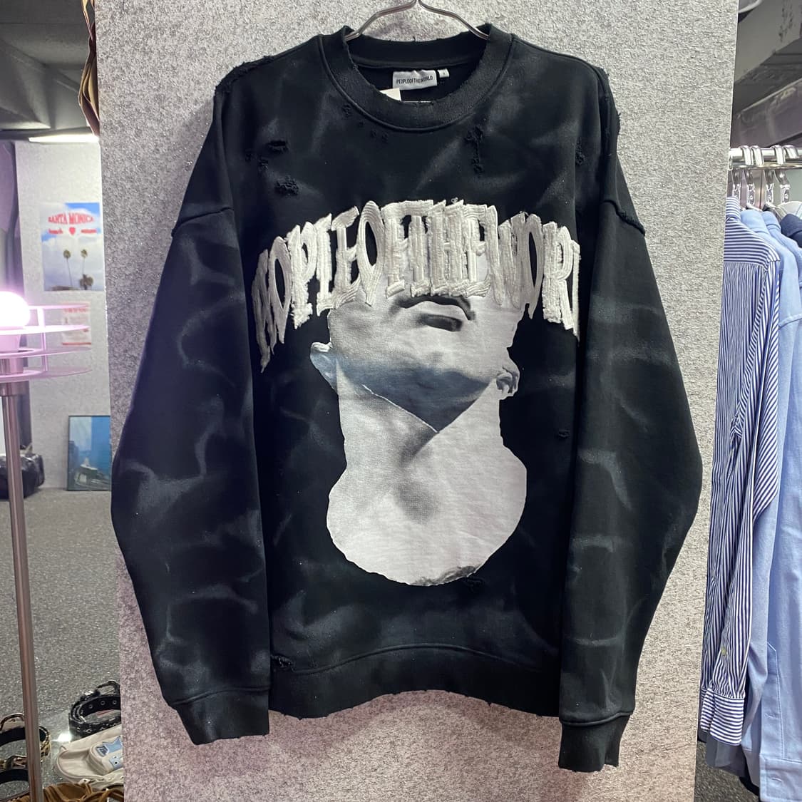 퍼플오브더월드 데미지 오버 블랙 스웨트 셔츠 맨투맨 B3892 상품이미지2