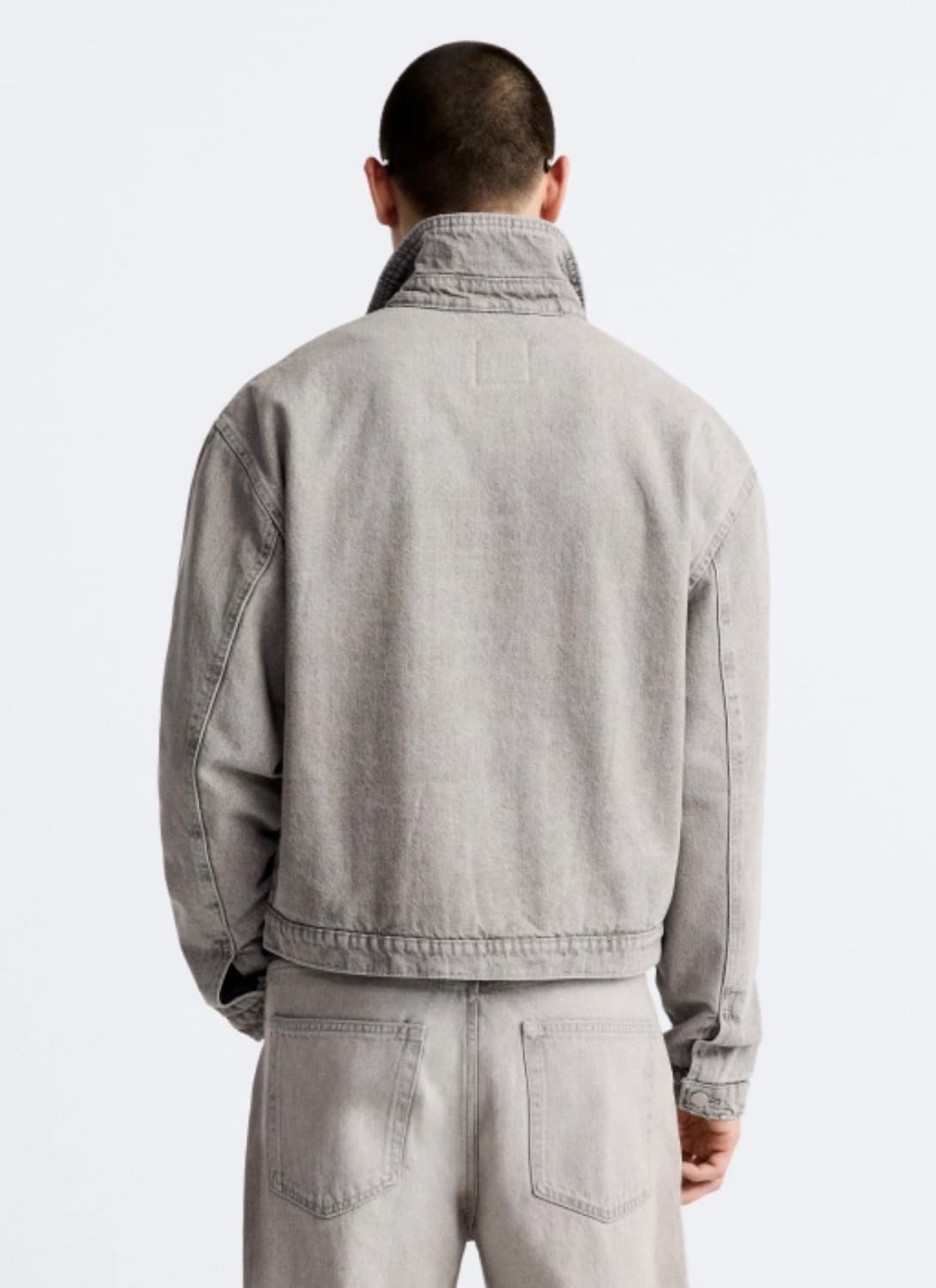 자라 셔링 크롭 데님 점퍼 L 상품이미지3