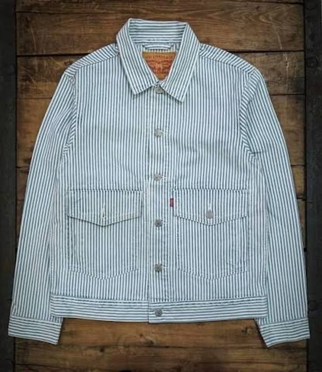 [M] 리바이스 핀스트라이프 레일로드 히코리 트러커 데님 자켓 상품이미지1