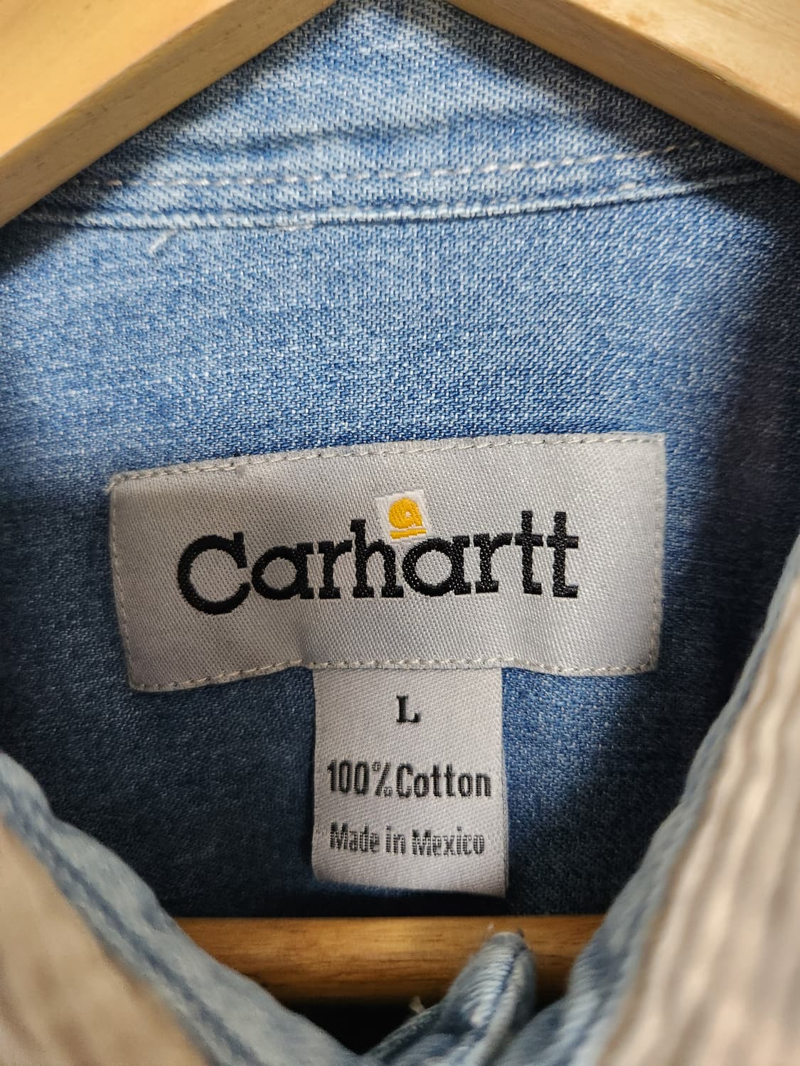 칼하트Carhartt 카라 배색 데님 셔츠 L - S191 상품이미지4