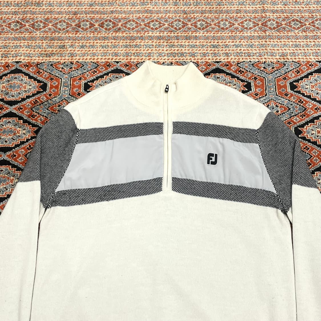 풋조이 아이보리 골프 반집업 니트 남성M 상품이미지2