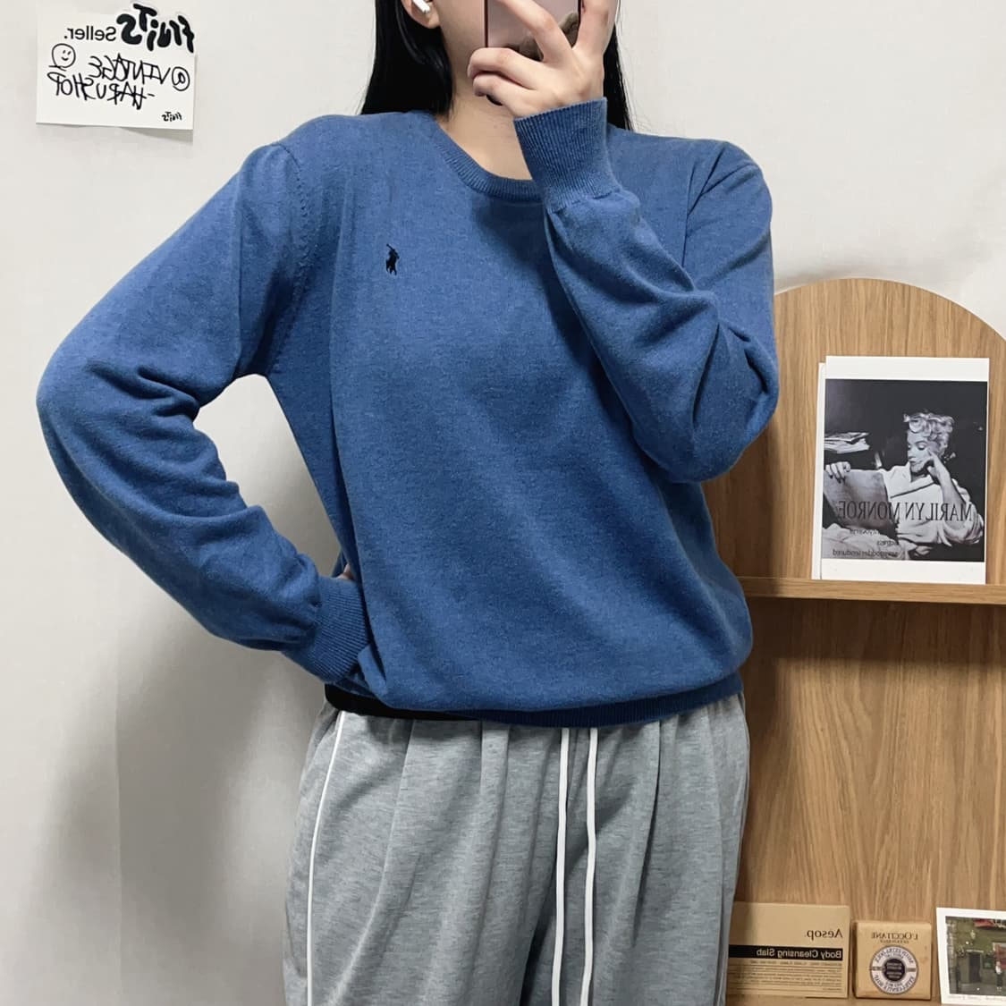 [정품] 폴로 블루 / 네이비포니 라운드 니트 [ M ] 상품이미지2