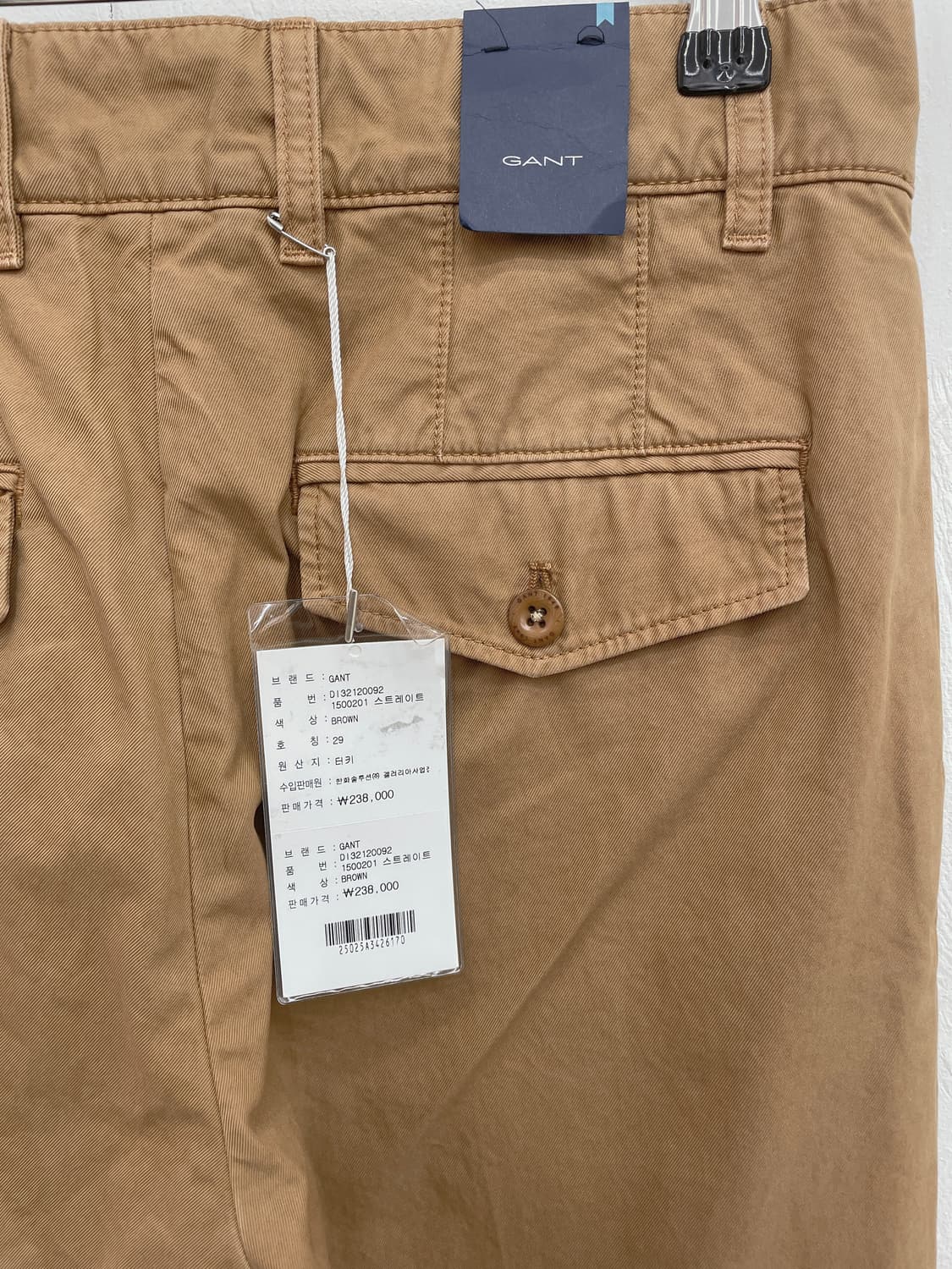 간트(GANT) 원턱 스트레이트 치노 팬츠 브라운 상품이미지6