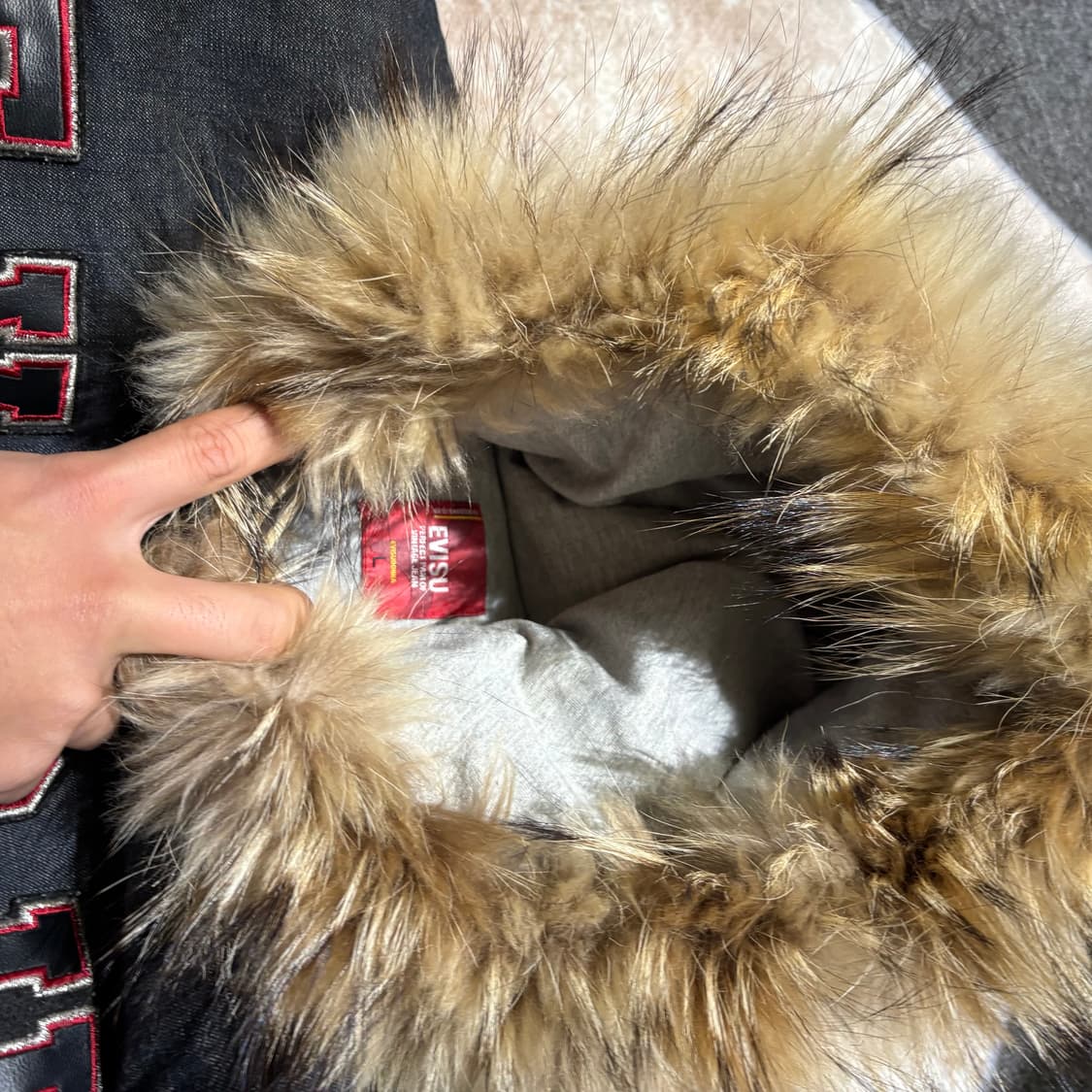 에비수 빈티지 데님 퍼 후드 자켓 상품이미지6