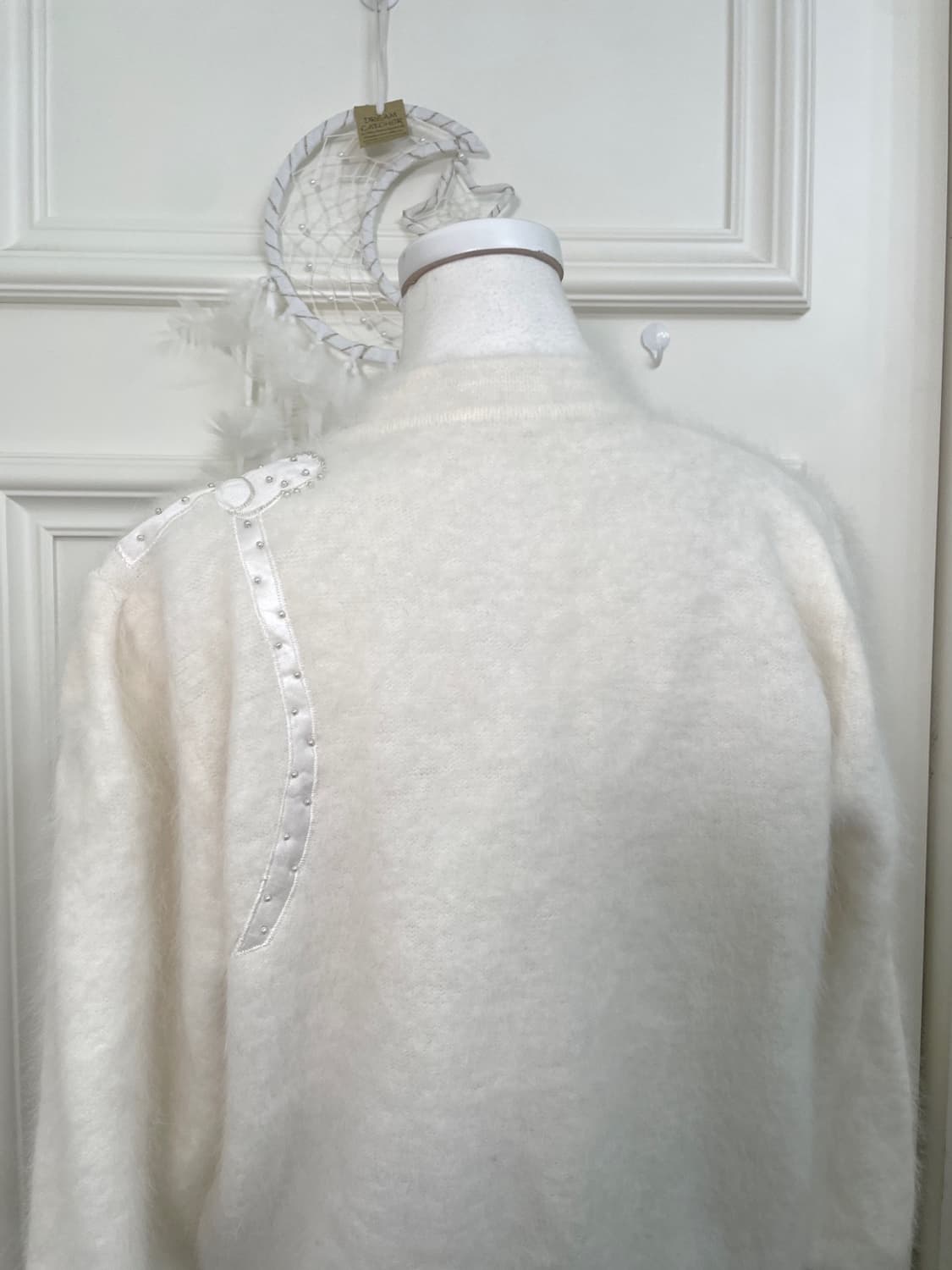 white bow pearl cubic point lovely cardi 상품이미지6