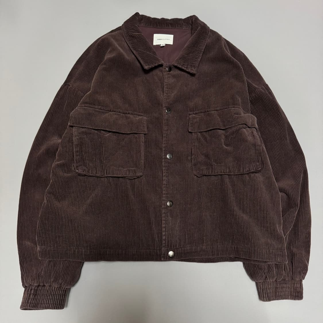 EMMA CLOTHES 브라운컬러 코듀로이 스냅버튼 블루종 자켓 상품이미지5