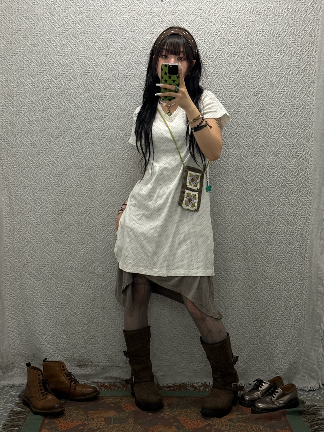 빈티지 코지 모리 코튼캔디 도트 땡땡이 반팔 원피스 K0106 상품이미지2