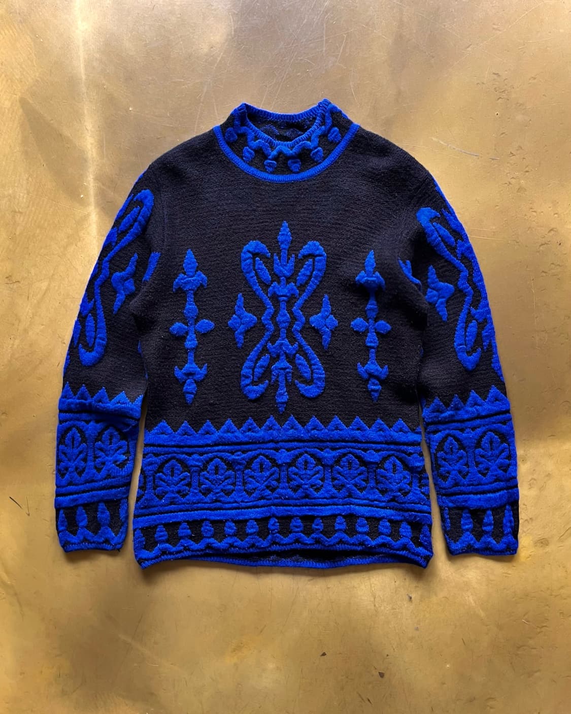 1980-90s CREATEUR 3D Tribal Trim Knit 상품이미지3