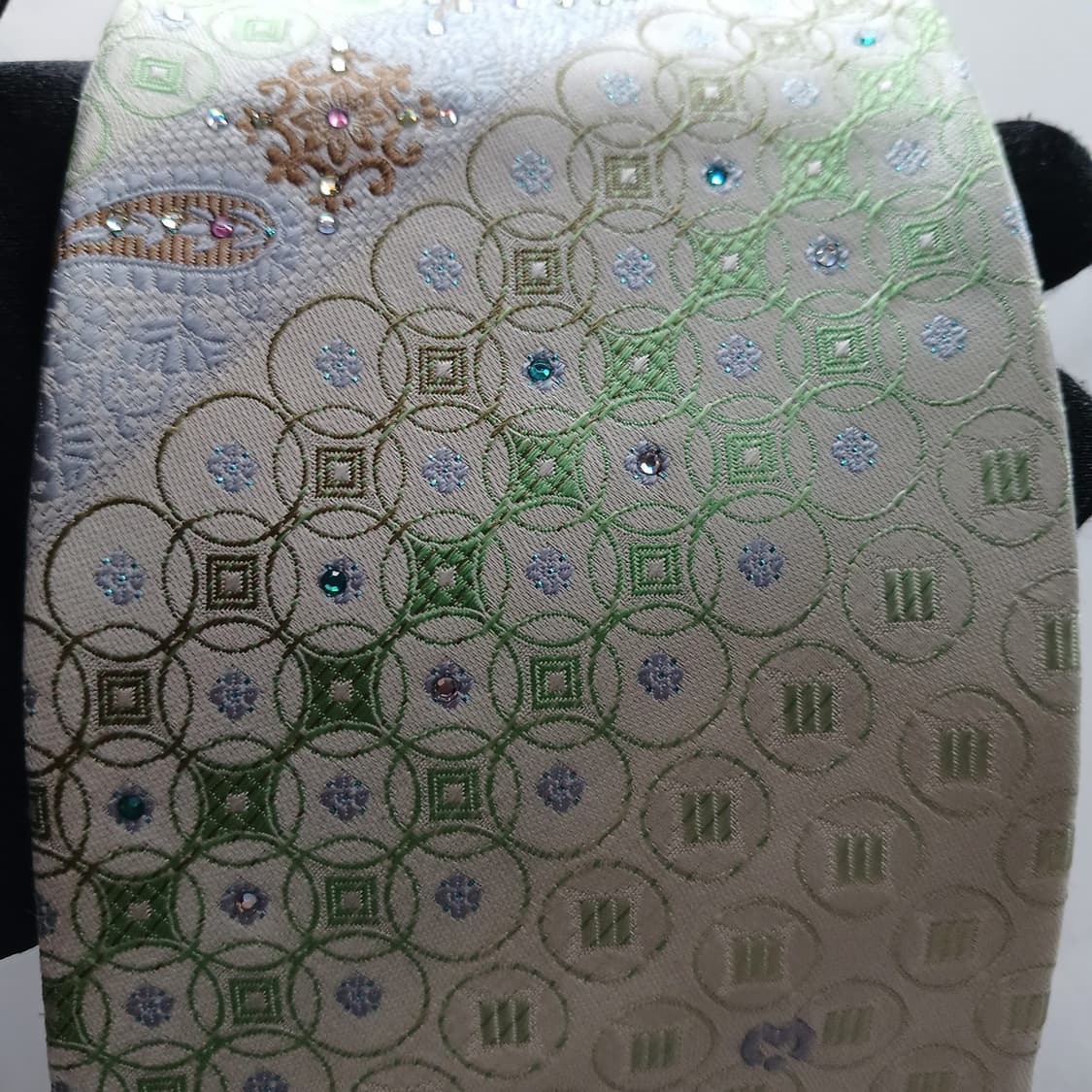 밀라숀 실크 그린 기하 패턴 넥타이 9.2cm A등급 A18375
 상품이미지6