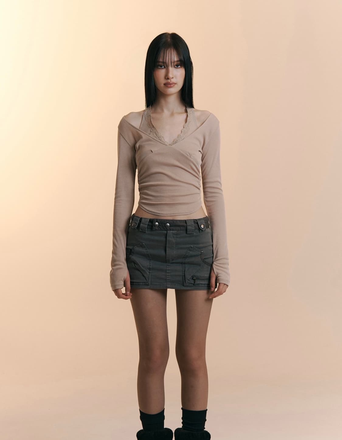 플노팔 Amelia Lace Halter Long Sleeve Top 상품이미지3