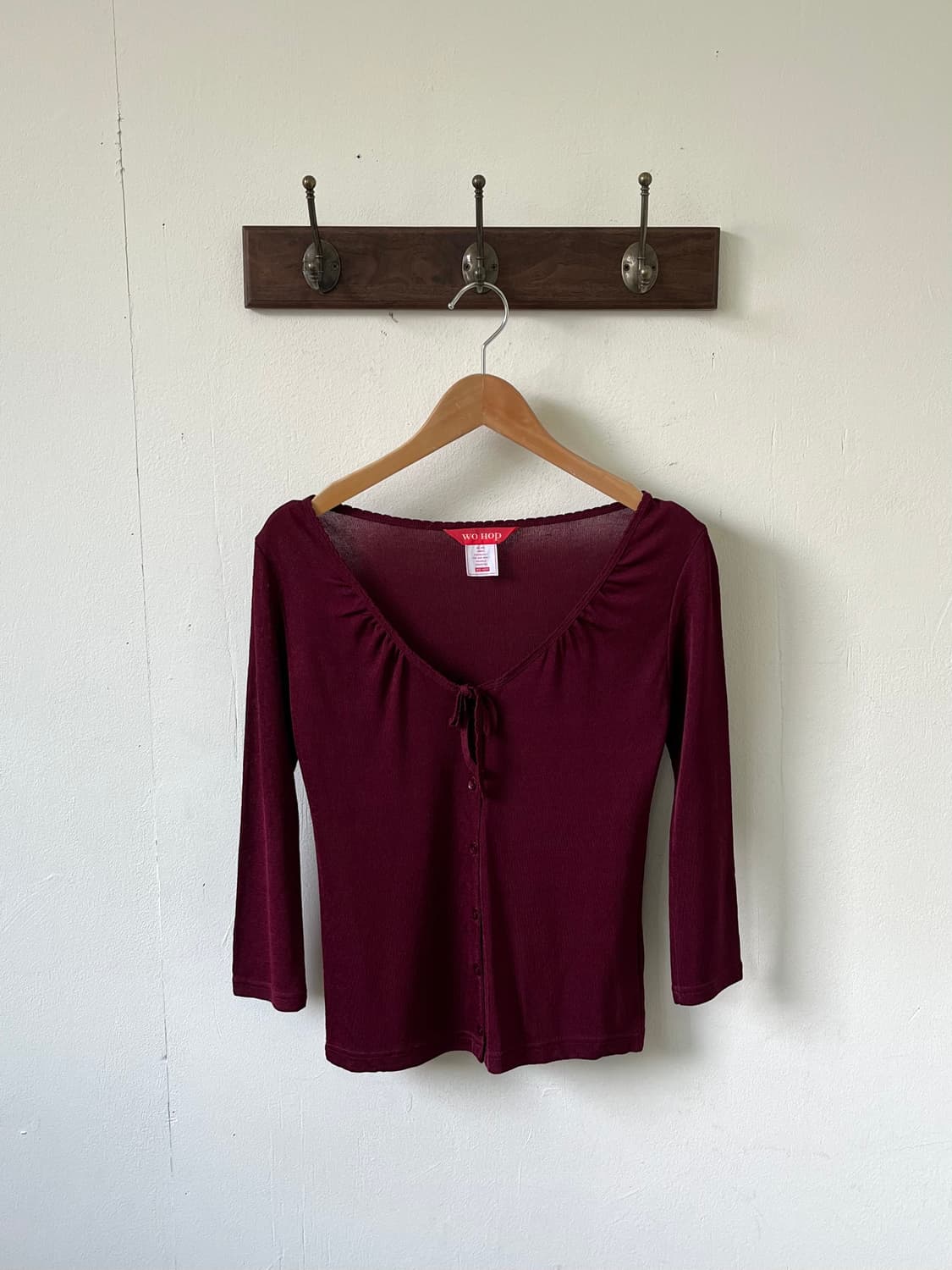 WO HOP 버건디 가디건 상품이미지1
