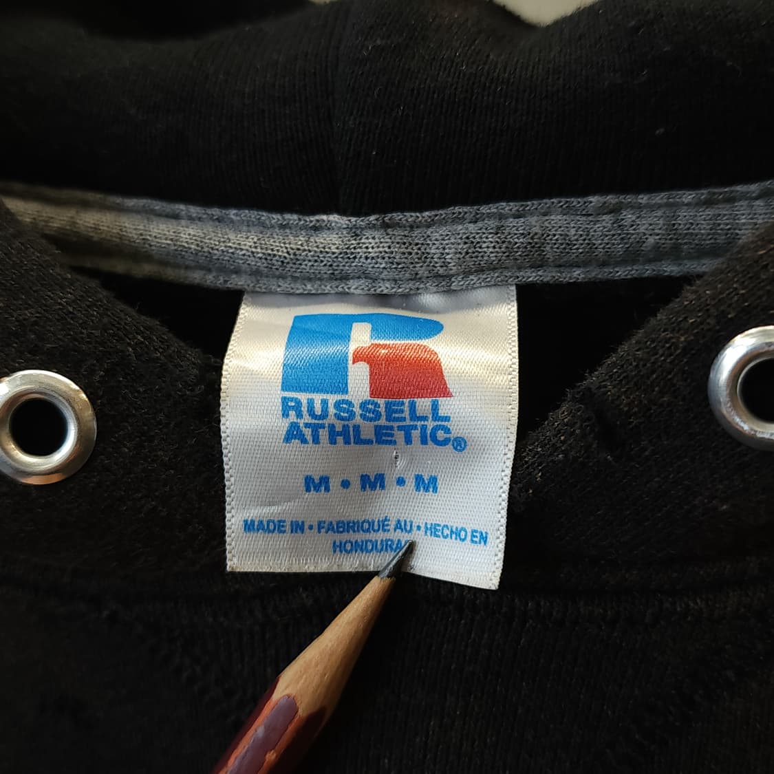 90s 러셀 후드 빈티지 스웻셔츠 썬페이딩 블랙 펜 스테이트 M 상품이미지4