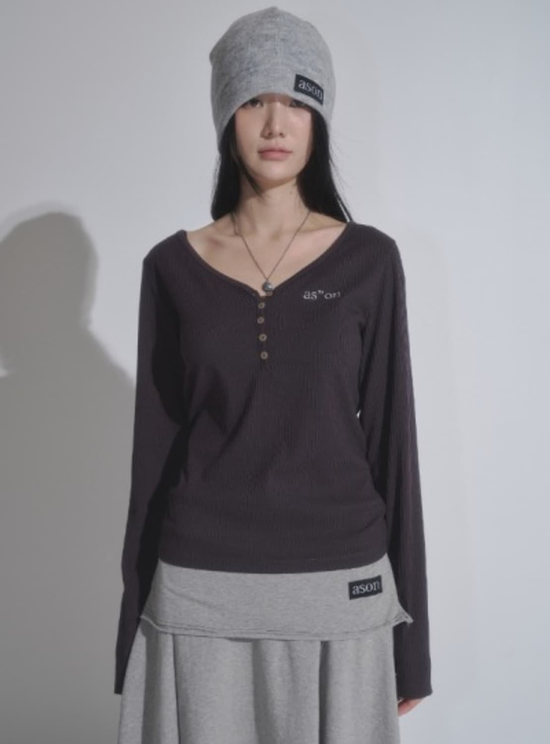 애즈온 버튼티 wish ribbed t-shirt 상품이미지1