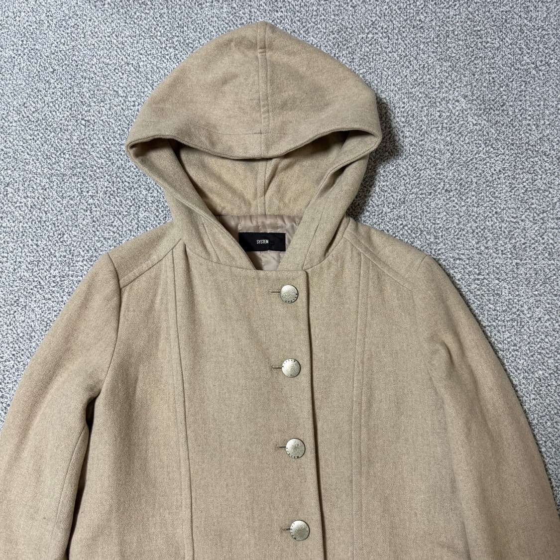 SYSTEM 시스템 베이지 후드 코트 상품이미지3