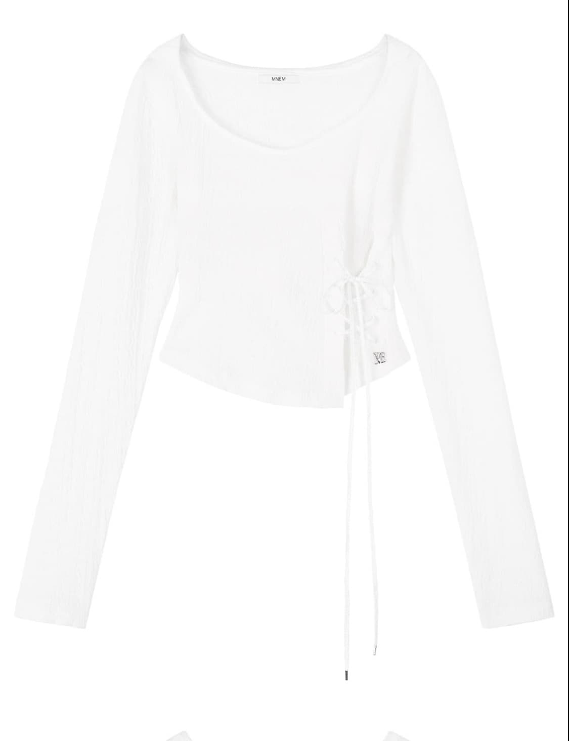 Mnem Diamond Neck Corset Hoodie (white) 상품이미지4