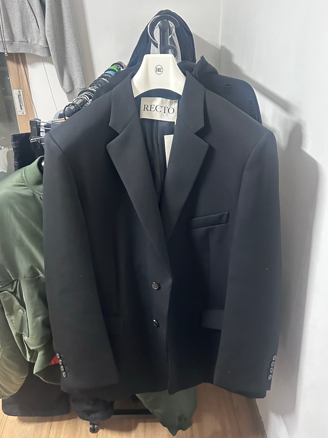 L) 렉토 오버사이즈 싱글 브레스티드 울 자켓 상품이미지4