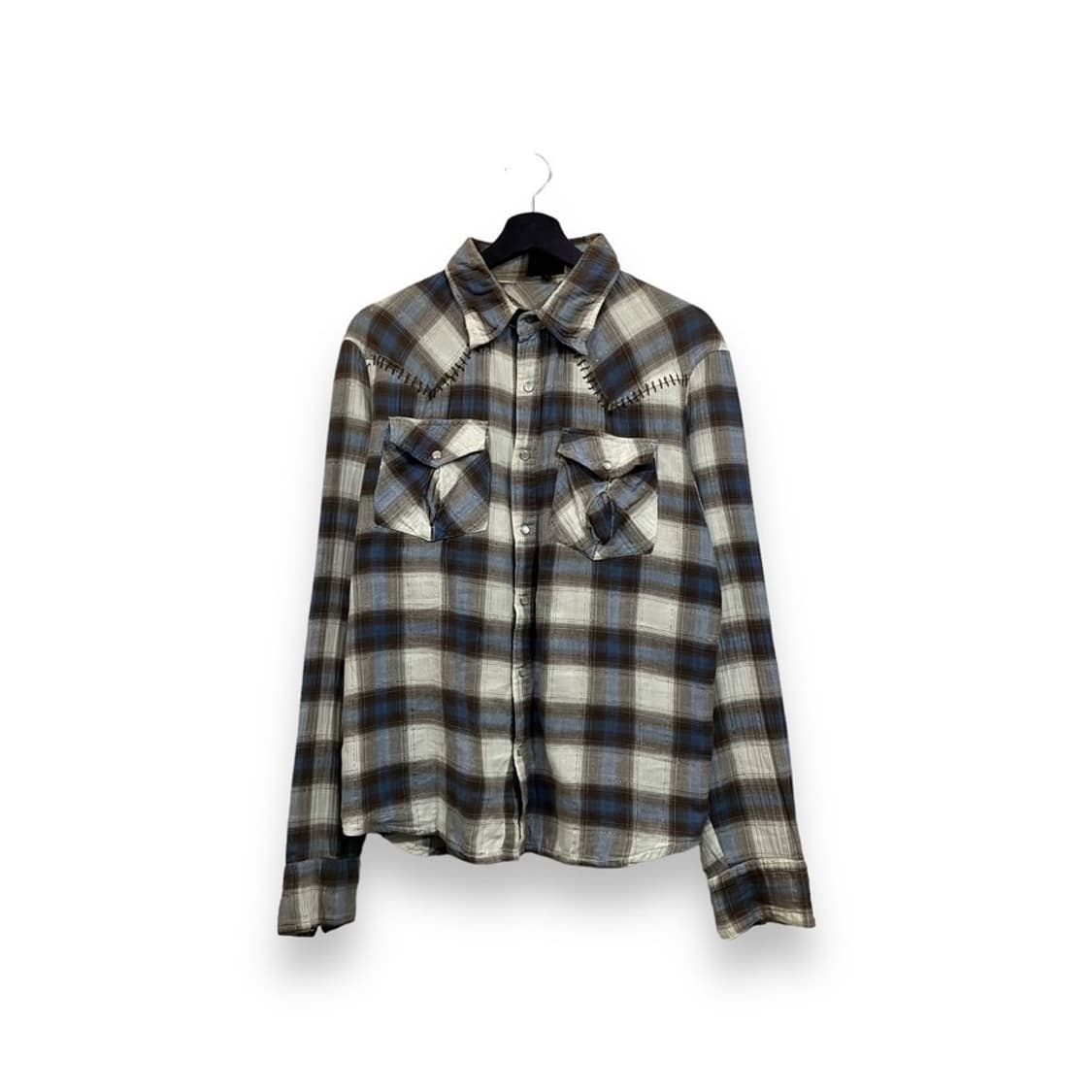 빈티지 패치워크 체크 셔츠 상품이미지2