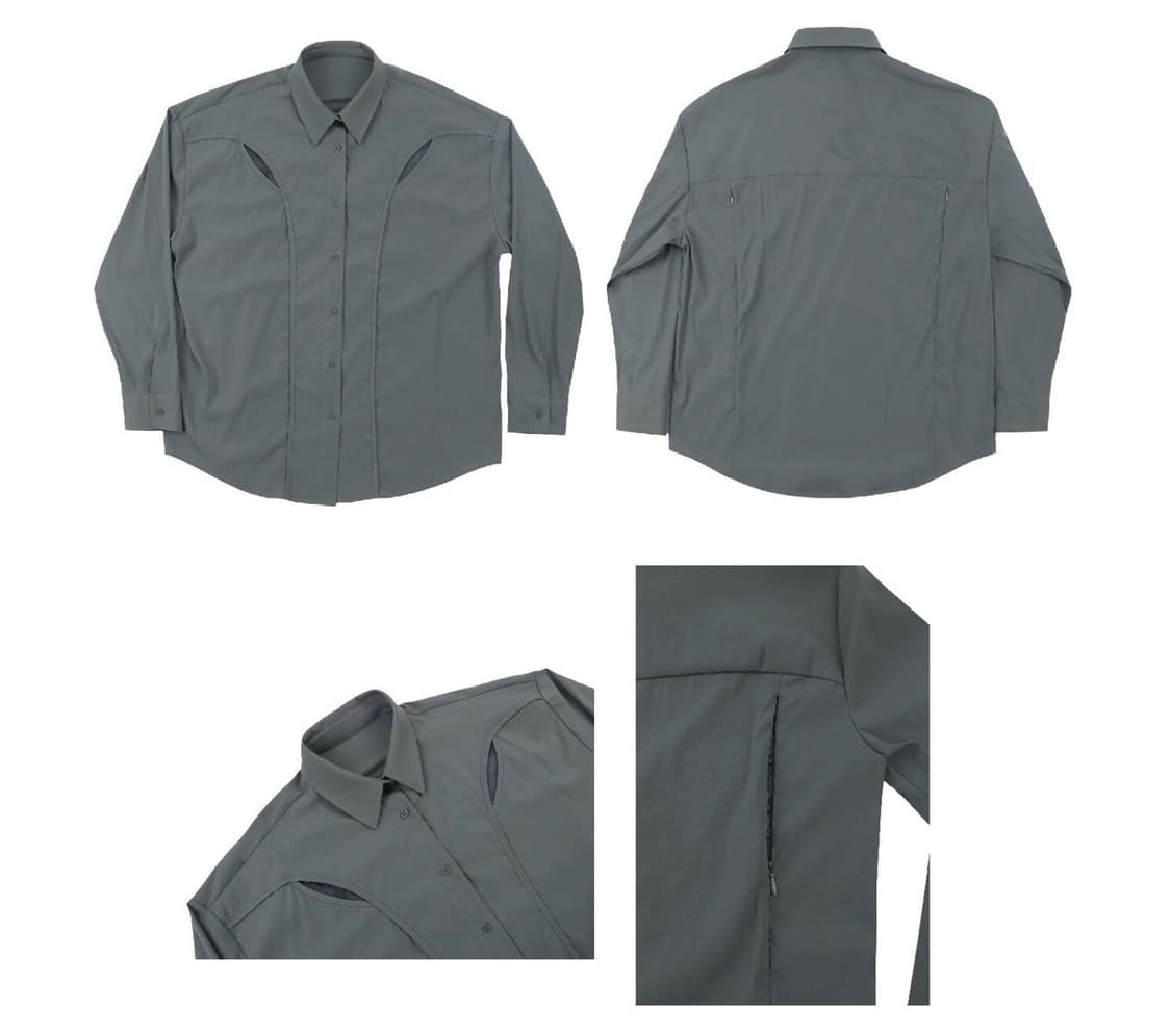 (새상품) 오호스 체스트 홀 나일론 셔츠 2 그레이 상품이미지2