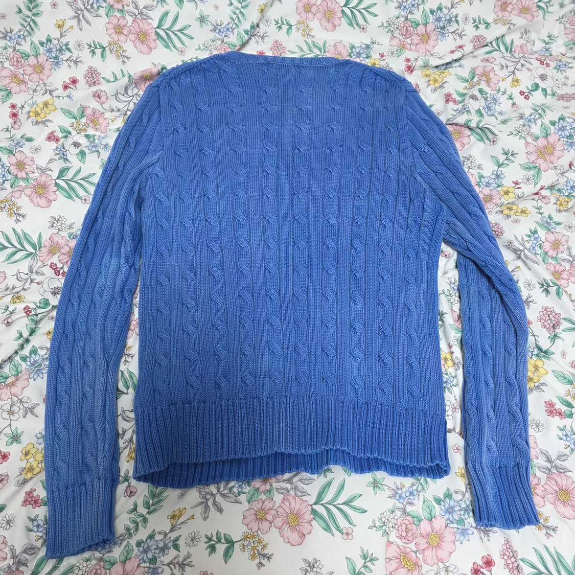 폴로랄프로렌 일본판) 블루x화이트 빈티지워싱 케이블 니트 상품이미지3