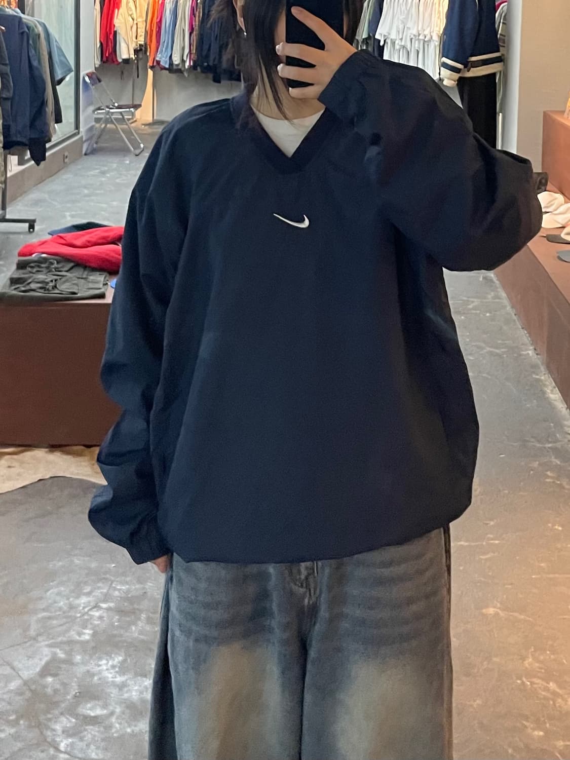 나이키 올드스쿨 브이넥 네이비 웜업 H2311 상품이미지1