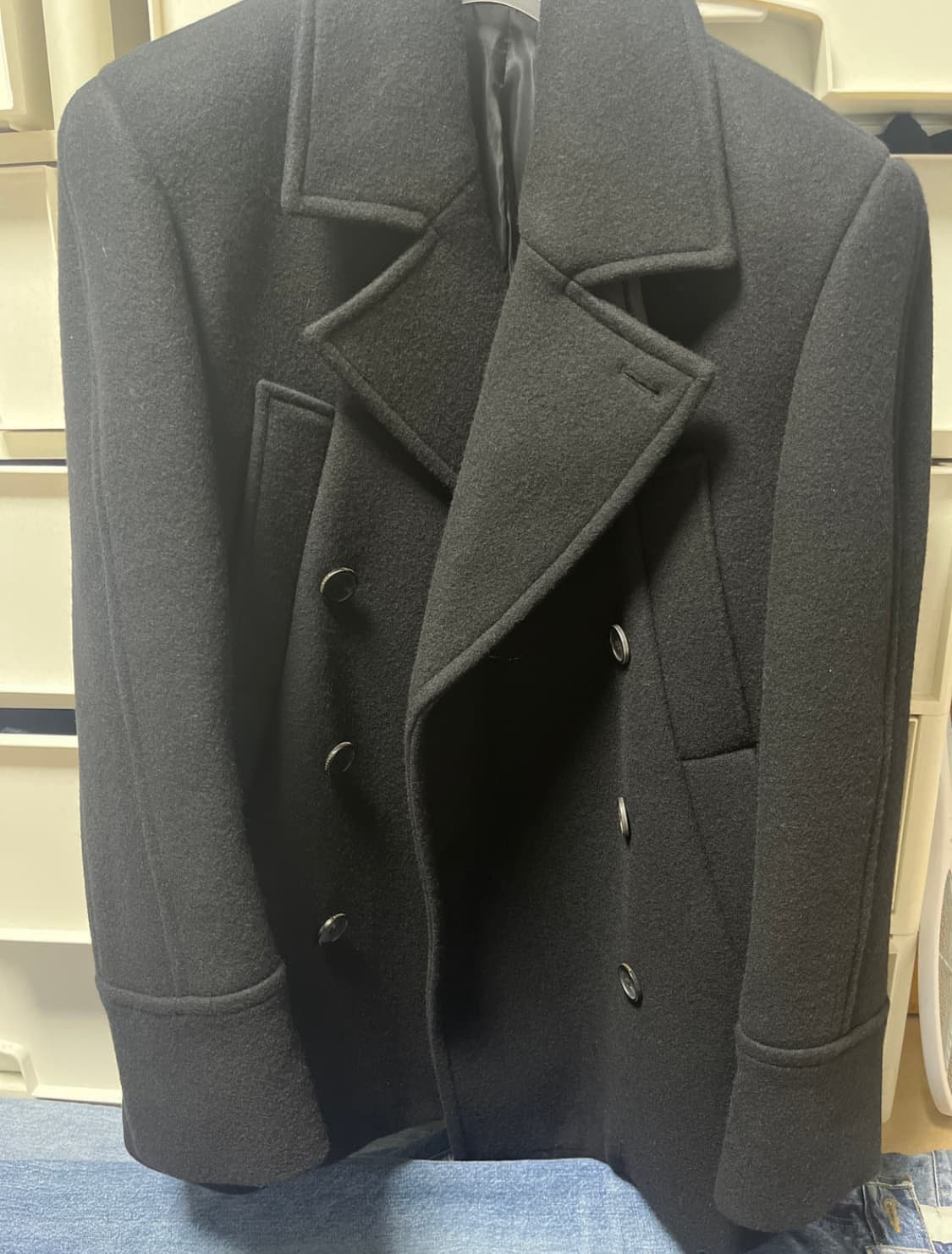 문선 2-Way Double Pocket Pea Coat / Black 상품이미지4