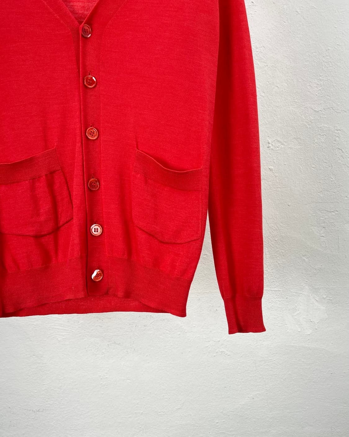 아페쎄 레드 울 실크 혼방 브이넥 니트 가디건 상품이미지5