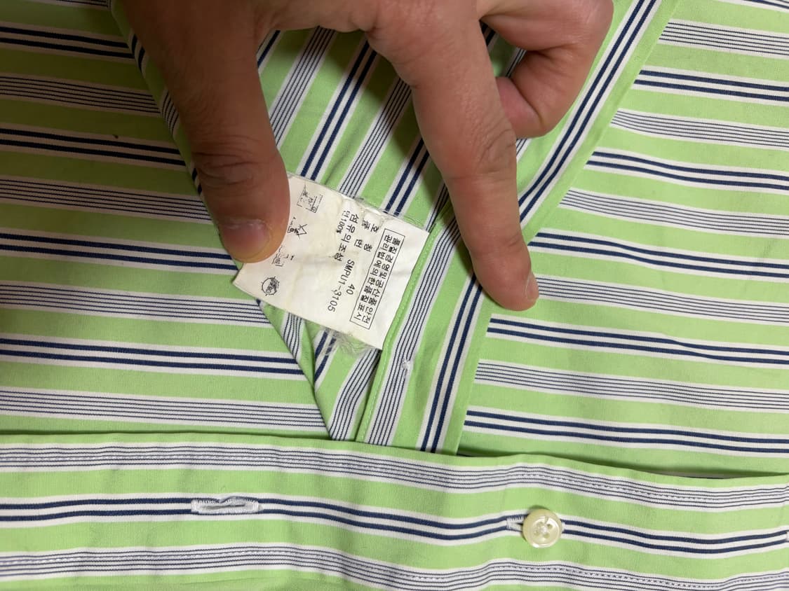 100) 두산 정품 폴로 랄프로렌 스트라이프 반팔셔츠 그린 상품이미지5