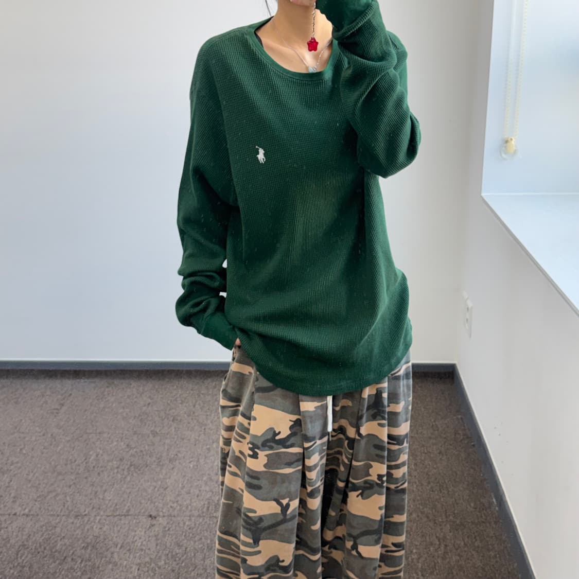 Polo 폴로 화이트 포니 그린 와플니트 상품이미지2