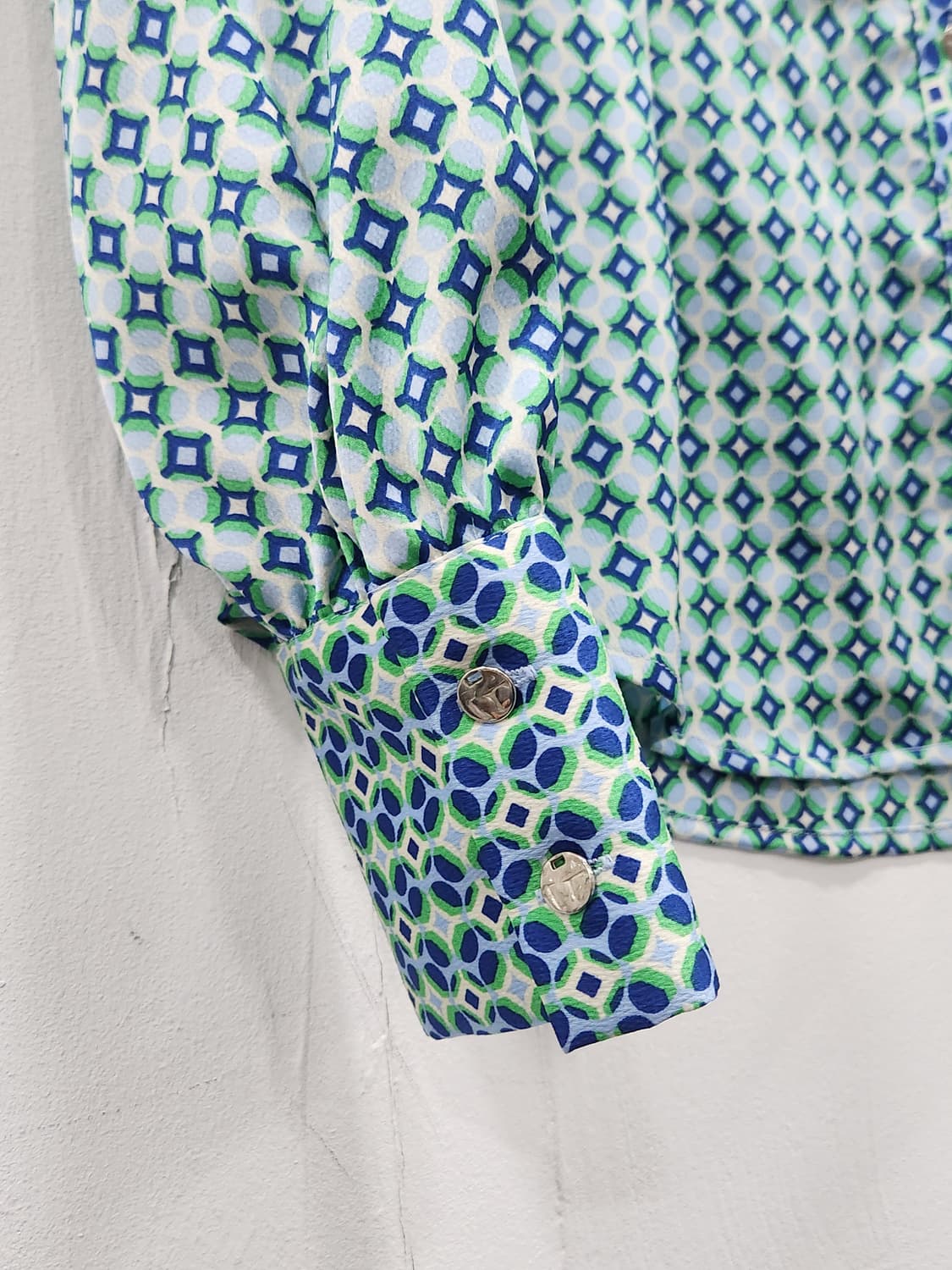 [S] 새상품 자라 ZARA 패턴 블라우스 셔츠 S 블루그린 상품이미지3