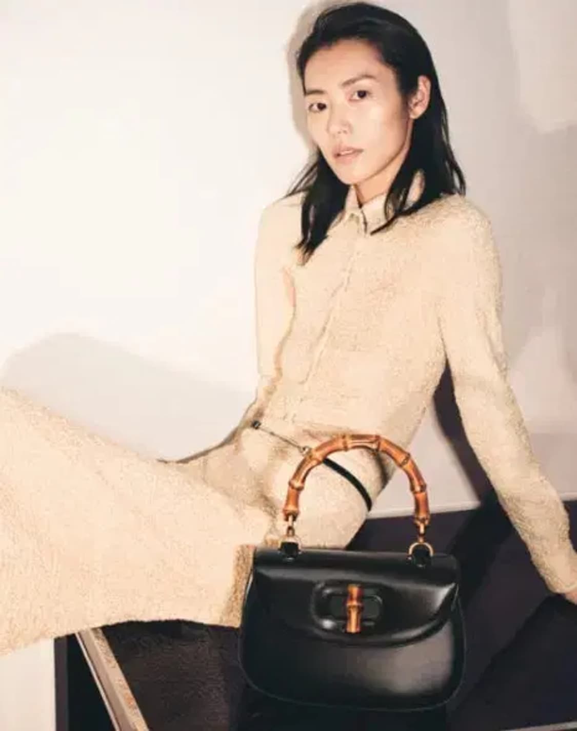 GUCCI / 빈티지 구찌 블랙 턴락 뱀부 탑 핸들백 / 투웨이백 상품이미지2
