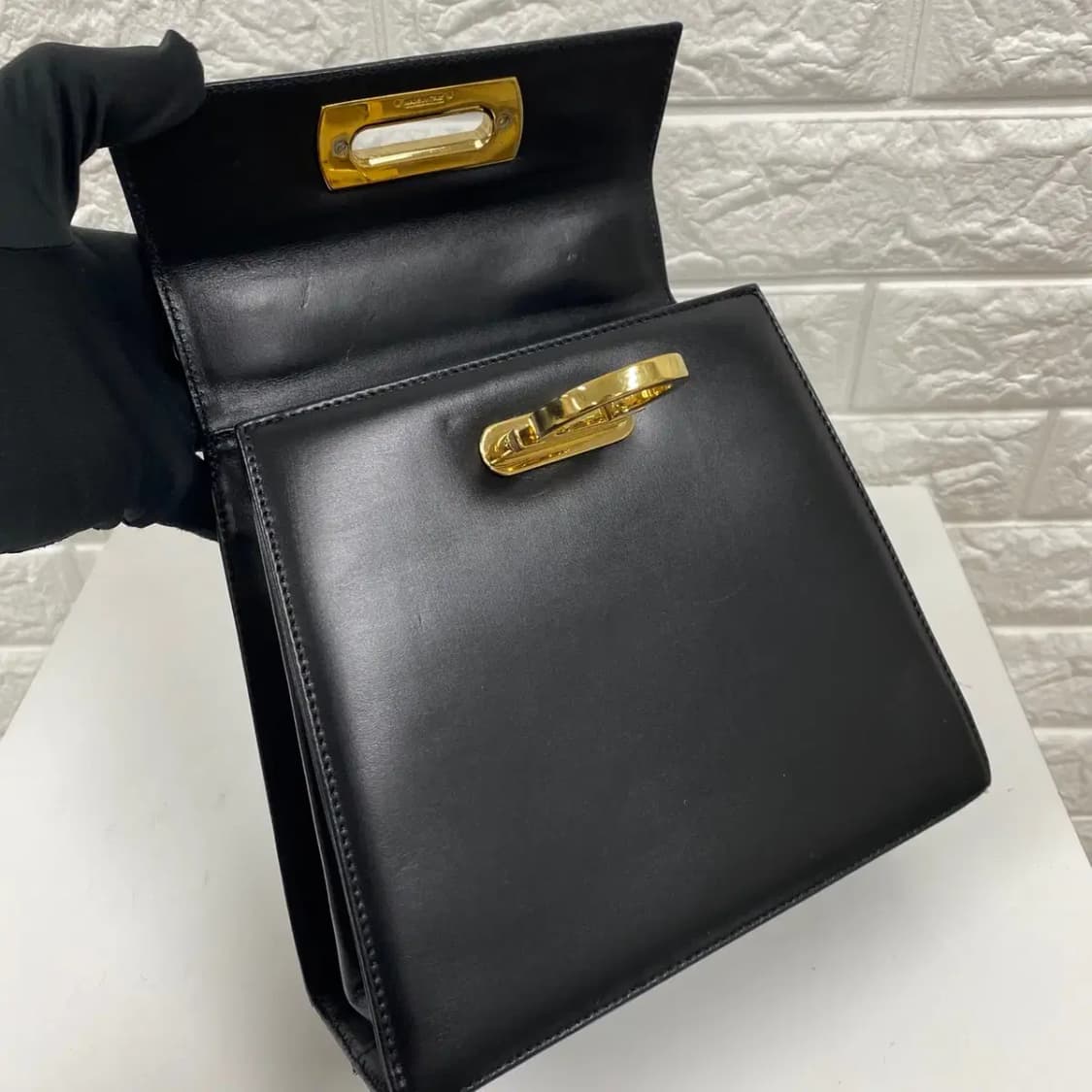 FERRAGAMO / 빈티지 페레가모 블랙 간치니 스몰 켈리백 /투웨이백 상품이미지9