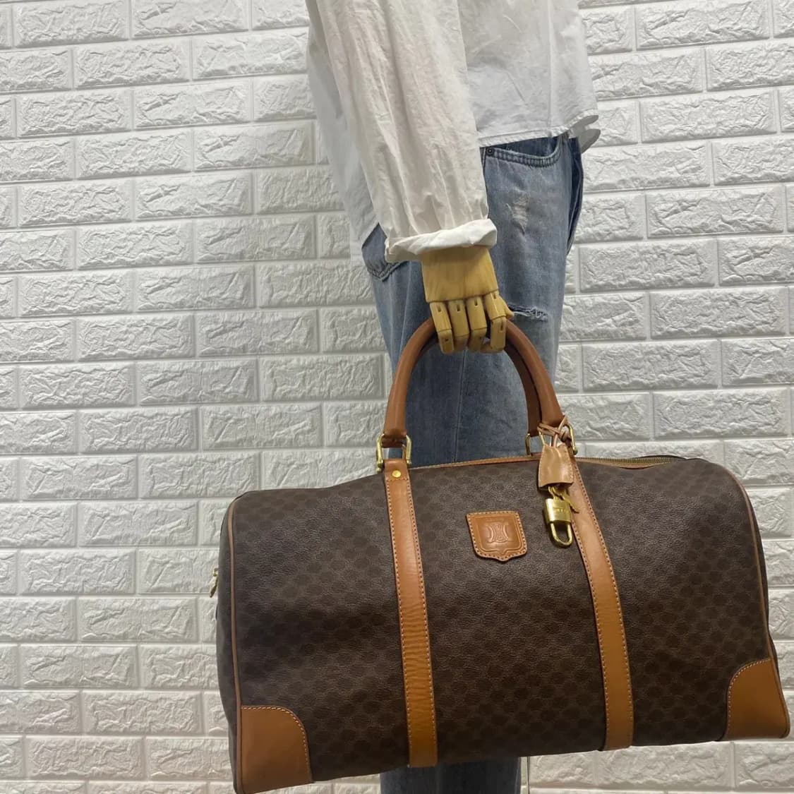 CELINE / 빈티지 셀린느 브라운 마카담 빅 보스턴백 / 트레블백 상품이미지2