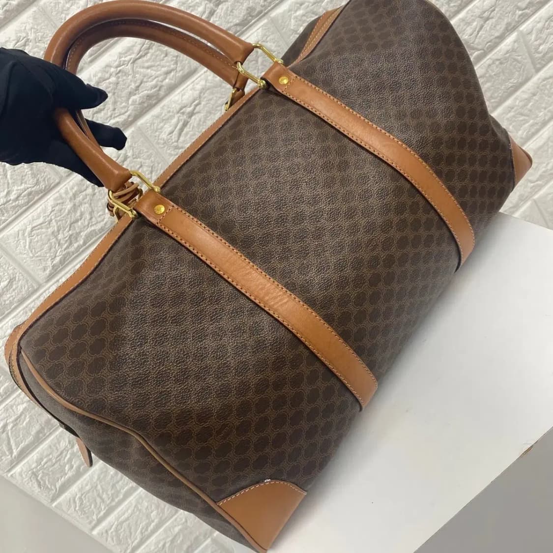 CELINE / 빈티지 셀린느 브라운 마카담 빅 보스턴백 / 트레블백 상품이미지4