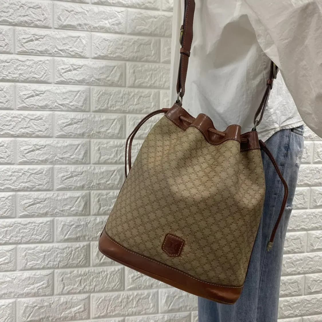 CELINE / 빈티지 셀린느 베이지 마카담 버킷백 상품이미지2