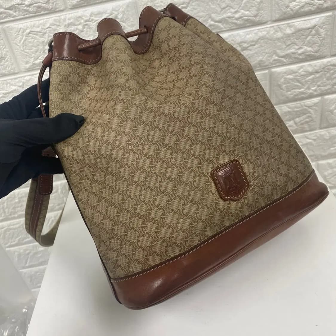 CELINE / 빈티지 셀린느 베이지 마카담 버킷백 상품이미지3