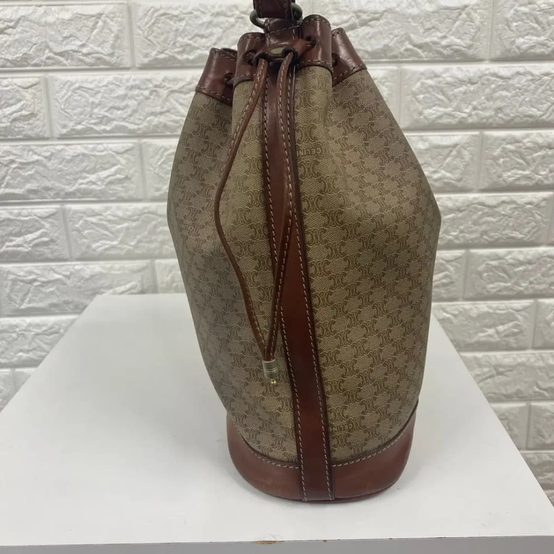 CELINE / 빈티지 셀린느 베이지 마카담 버킷백 상품이미지5