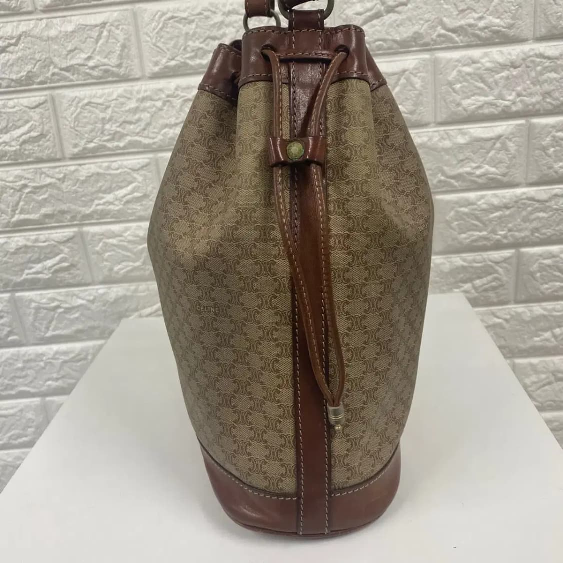 CELINE / 빈티지 셀린느 베이지 마카담 버킷백 상품이미지6