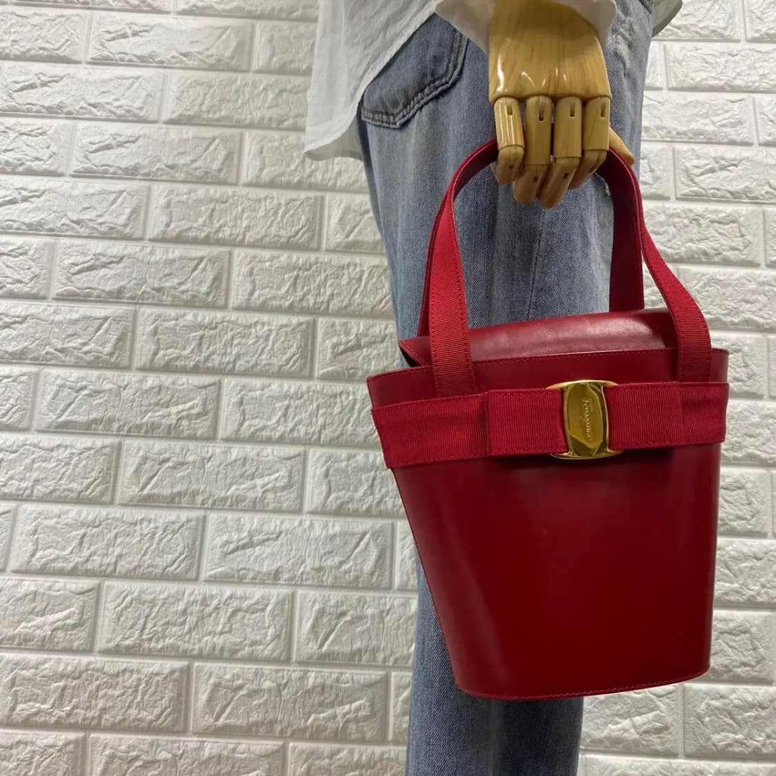 FERRAGAMO / 빈티지 페라가모 레드 원통 바라 버킷백 /복조리백 상품이미지2
