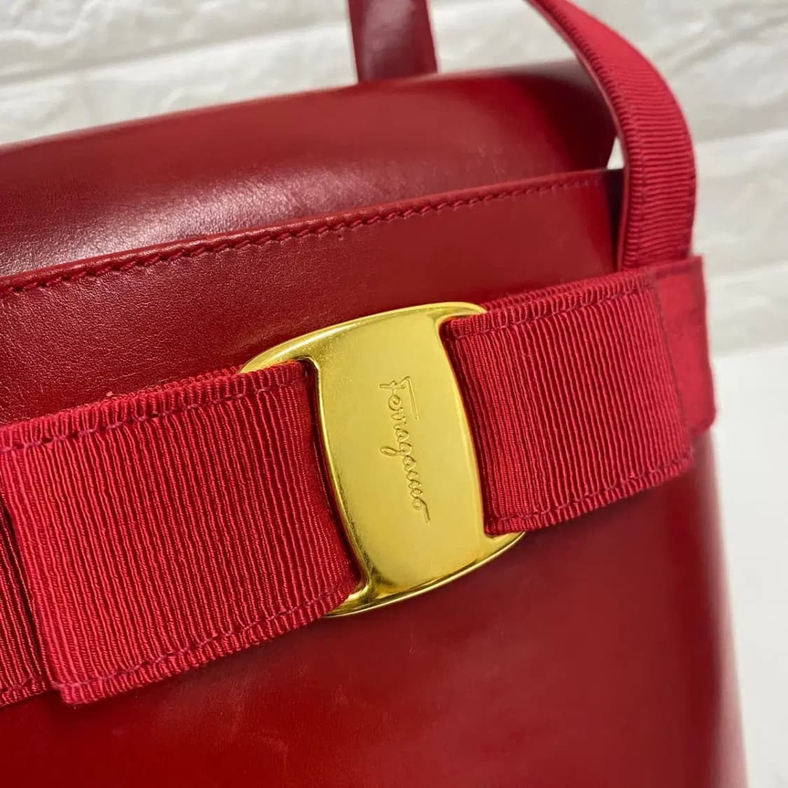 FERRAGAMO / 빈티지 페라가모 레드 원통 바라 버킷백 /복조리백 상품이미지7