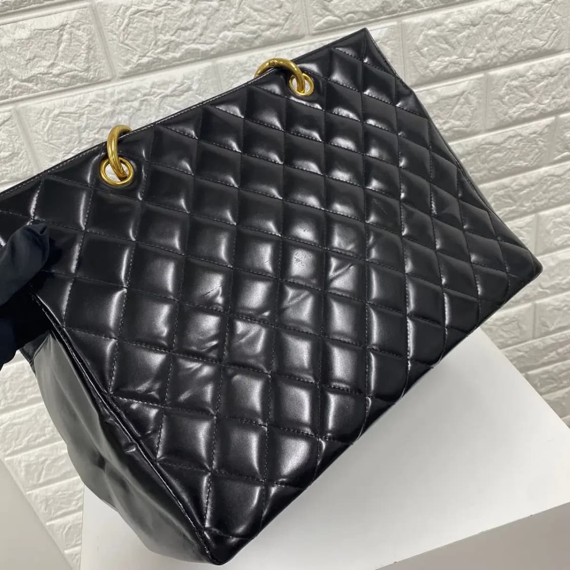 CHANEL/빈티지 샤넬 4번대 블랙 페이던트 GST 그랜드 샤핑 토트백 상품이미지5