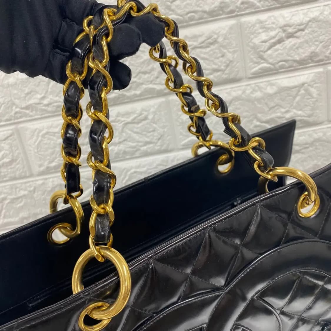 CHANEL/빈티지 샤넬 4번대 블랙 페이던트 GST 그랜드 샤핑 토트백 상품이미지7
