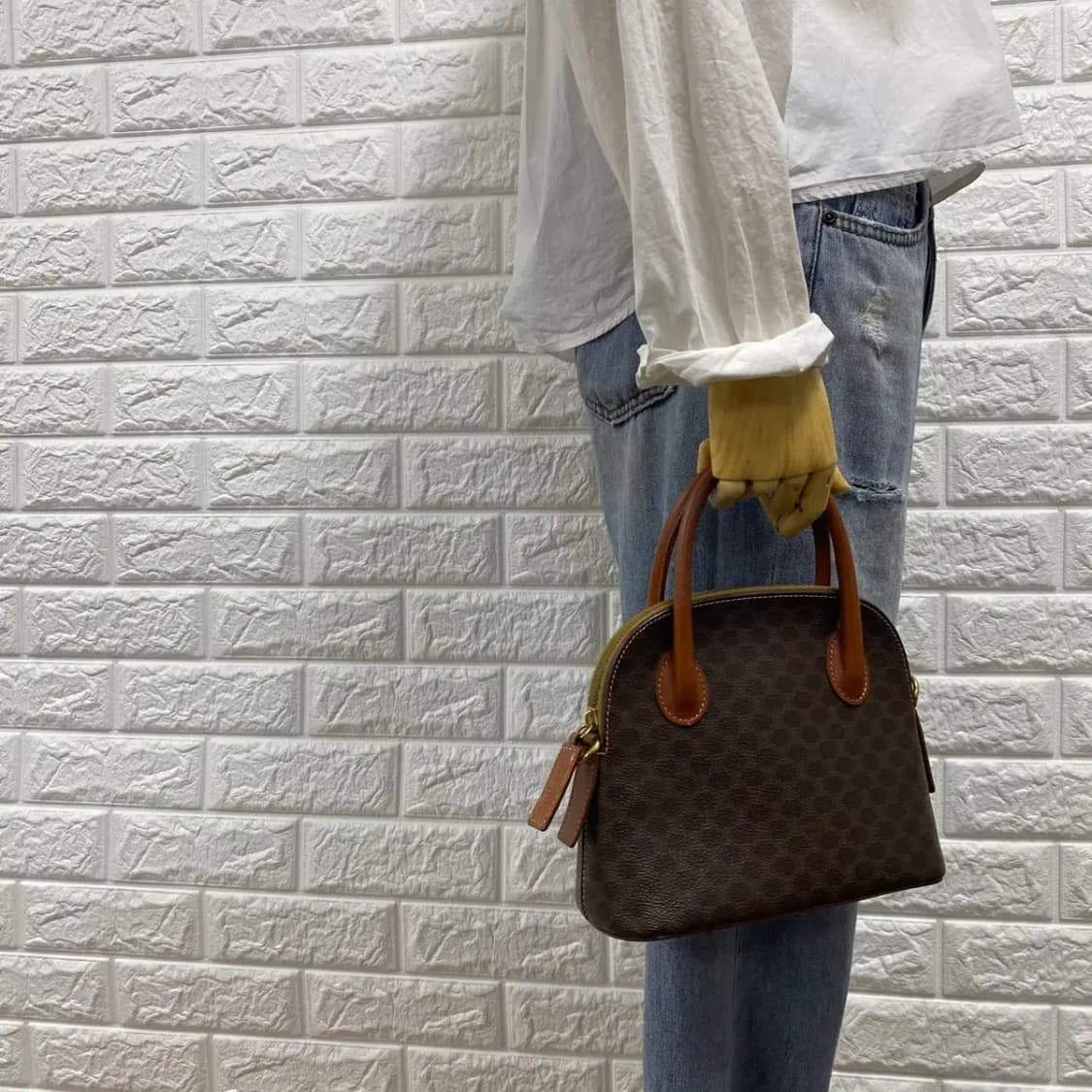 CELINE / 빈티지 셀린느 브라운 마카담 스몰 토트백 / 숄더백 상품이미지3