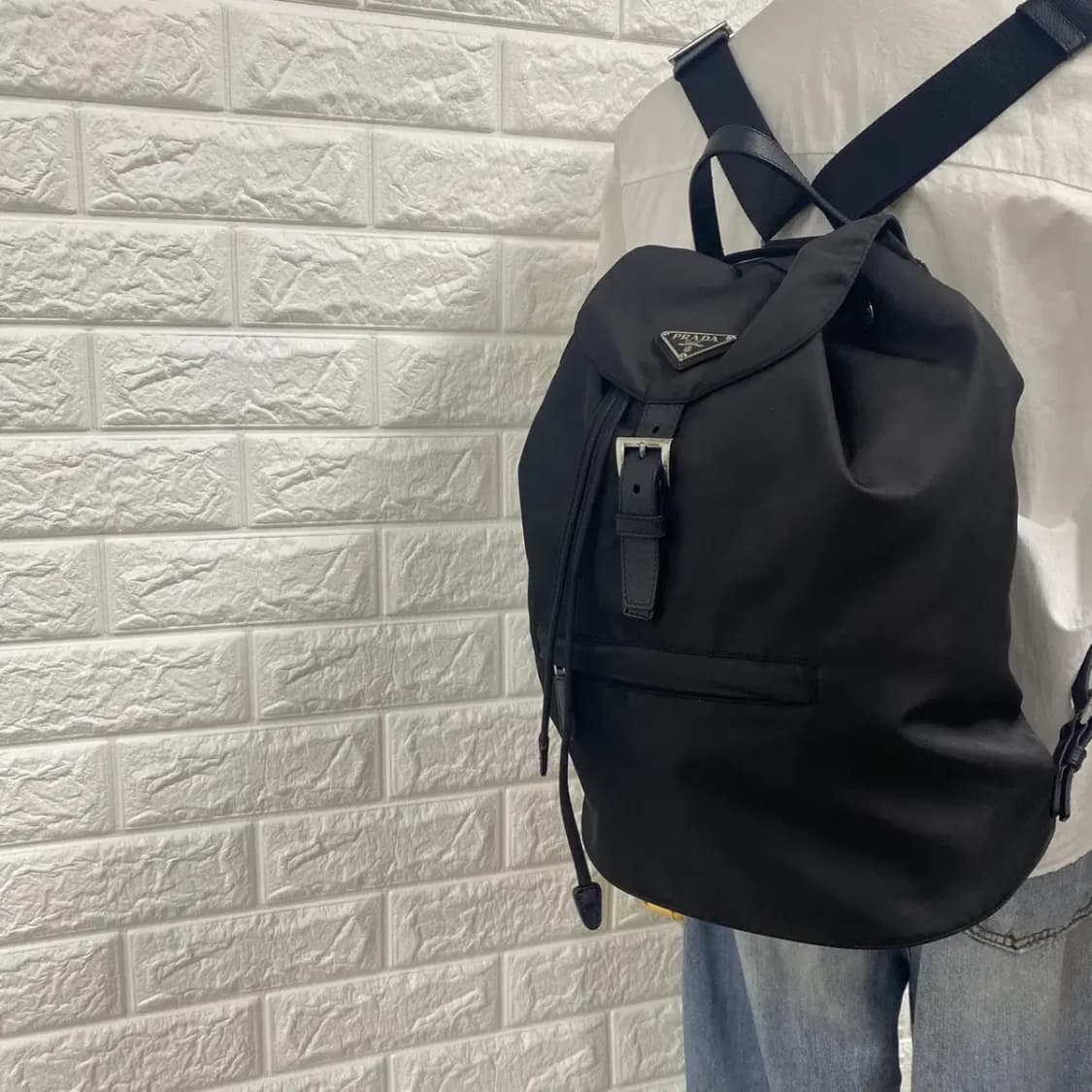 PRADA / 프라다 블랙 포코노 삼각로고 나일론 백팩 상품이미지3