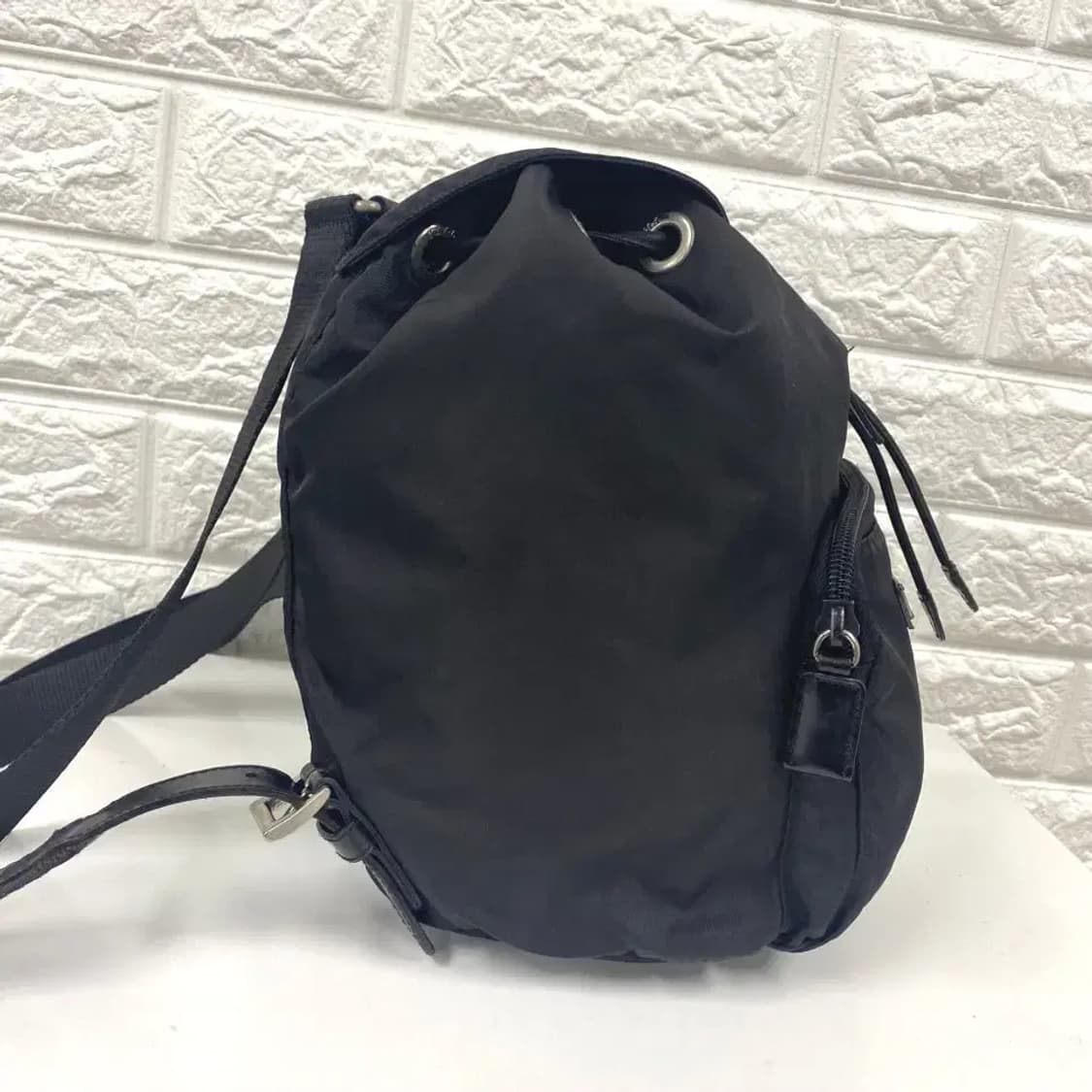 PRADA / 빈티지 프라다 블랙 포코노 삼각로고 나일론 스몰 백팩 상품이미지7