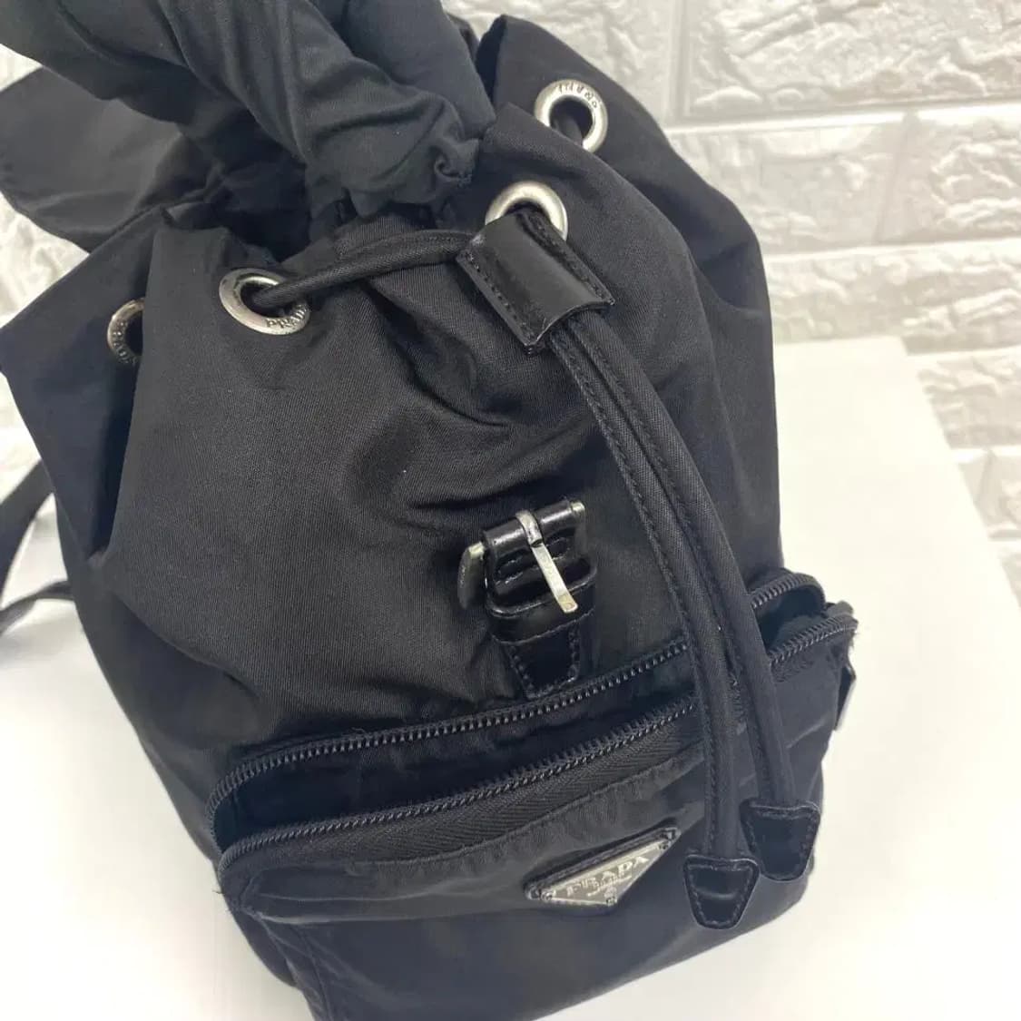 PRADA / 빈티지 프라다 블랙 포코노 삼각로고 나일론 스몰 백팩 상품이미지8