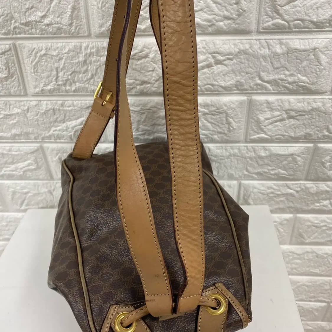 CELINE / 빈티지 셀린느 골드링 브라운 마카담 백팩 상품이미지9